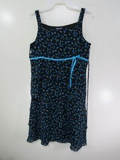 Limited Too Dress Size 16 Girls Black Blue Yellow Polka Dots Straps Ruffles