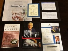 Jimmy Carter 3 SIGNED AUTOGRAPHED Our Endangered Values Sources Strength Nobel..