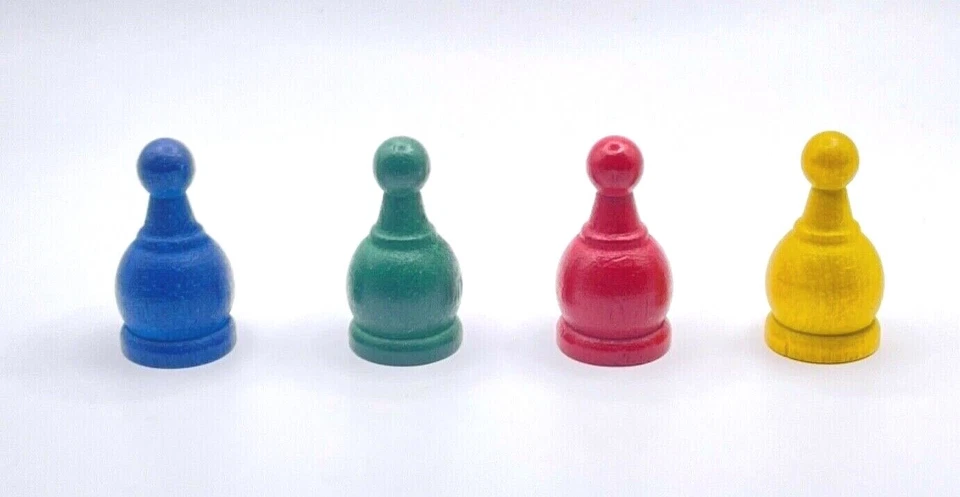 Juego de 4 piezas de repuesto para peones de madera de parchís rojo verde azul y amarillo Foto 4 de 4