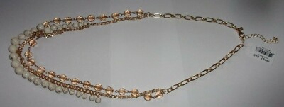 ONE VIVI COCO BEACH GOLDTONE BEADED NECKLACE MRP $45 NEW WITH TAG #19197