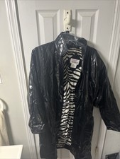 Vintage Kenn Sporn Wippette Women Size Medium Black Raincoat Slicker Zebra Print