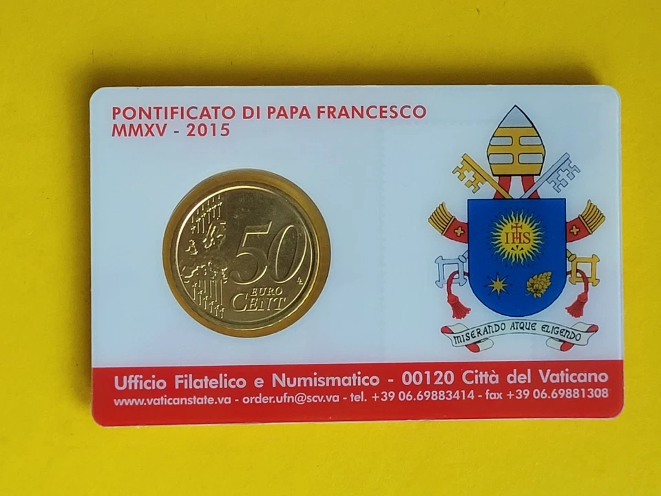 VATICAN / 2015 -STAMP&COINCARD 50 CENT N° 8 + CARTE POSTALE + BILLET 0 EURO 2018 - Photo 4/4