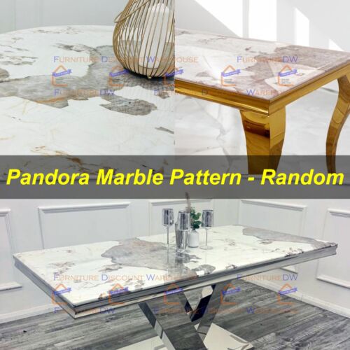 Gold 180cm x 90cm 4-Leg Cream Marble Dining Table with 4 Buttoned Back Chair Set - Picture 6 of 9