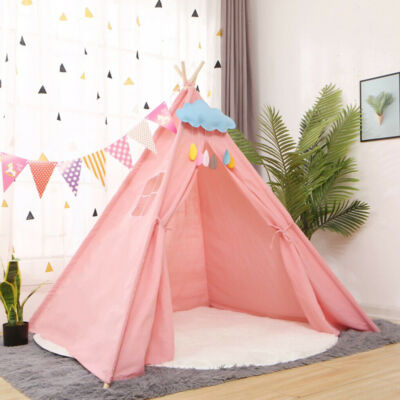 Kinderzelt Tipi 130x130x100cm - Rosa & Blau | Mit Netzfenstern | Für Drinnen & Draußen
