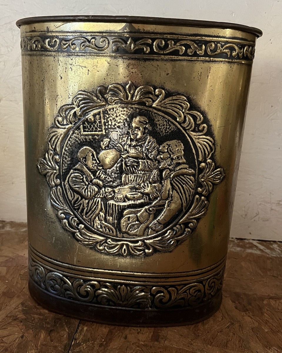 Vintage Weibro Embossed Metal Trash Can Mid-Century. | eBay