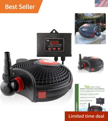 Eco-Sphere Energy-Saving 5400GPH Pond Pump with Controller and 33-ft. Cord