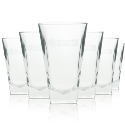 6x Jameson Whiskey Glas Longdrink 320ml Logo Cocktail Gläser Becher Highball Bar