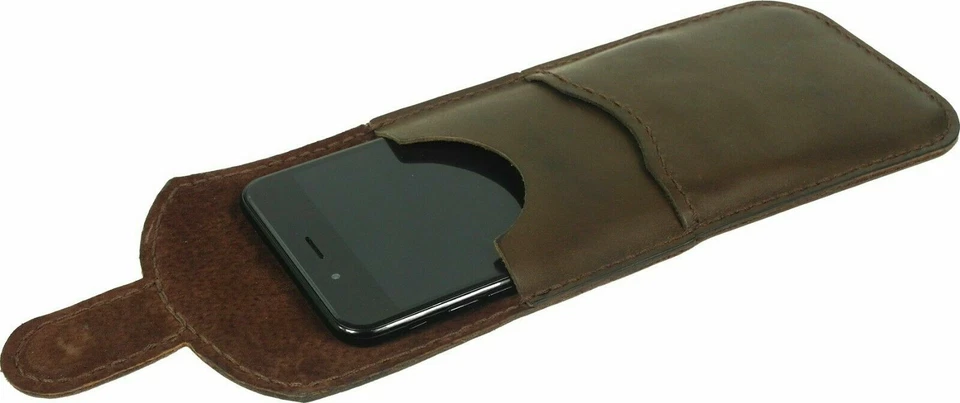 VERTICAL CRAFT WAIST POUCH HAND SEWN OF COWHIDE CASE COVER FOR MOBILE PHONES - Image 4 of 4