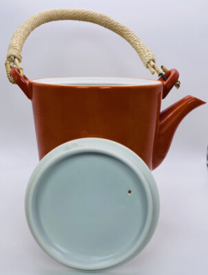 Kenji Fujita for Freeman Lederman Teapot Orange Ceramic w/ Rope