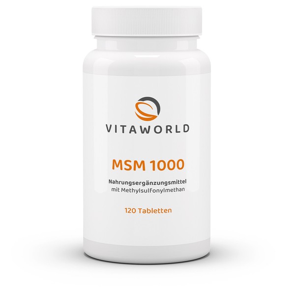 Vita World Msm 1000 Mg (Methylsulfonylmethan) Hoch Dosiert 120 Tabletten Vegan-image