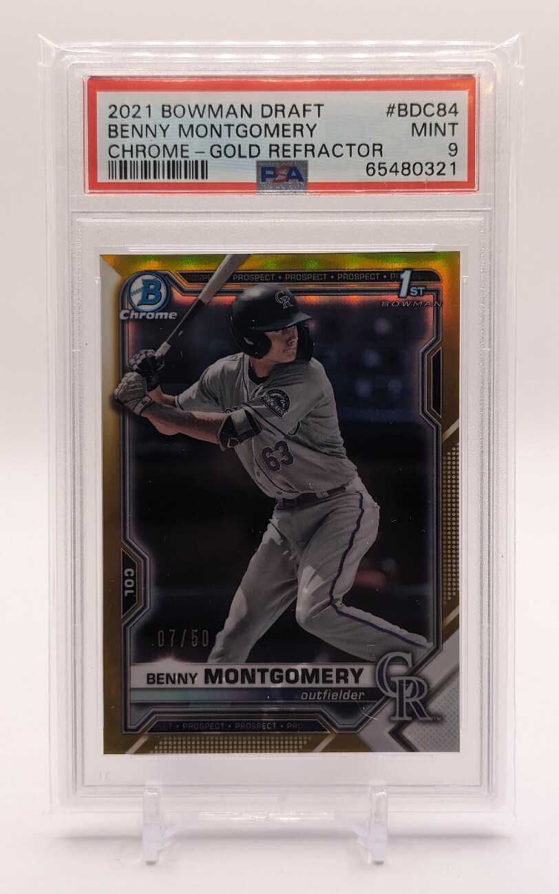 2021 Bowman Draft Chrome Benny Montgomery Gold Refractor #/50 | PSA 9 MT