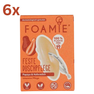 Foamie Festes Duschgel Papaya Hafermilch Duschpflege Massage - 6er Pack