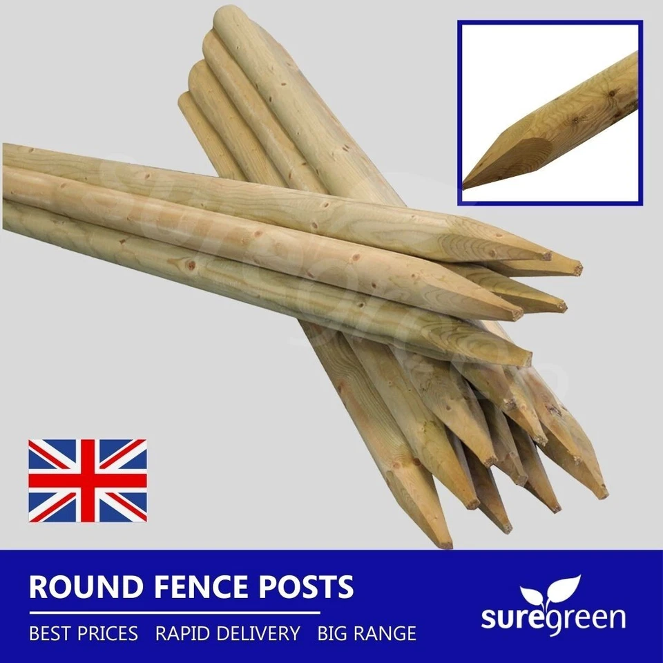 Round Fence Post | 1.8m x 50mm | 10 Pack 