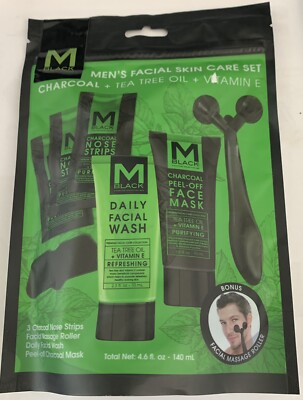 MBLACK Men's Facial Skin Care Set Charcoal+Tea Tree Oil+Vitamin E