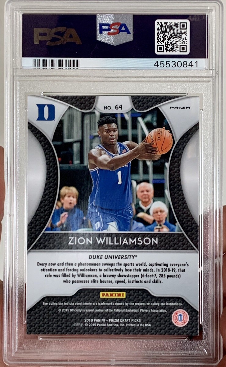 2019 Zion Williamson Panini Prizm DP Rookie SILVER PRIZM #64 PSA