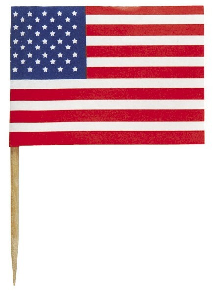 USA AMERICAN FLAG INDEPENDENCE DAY 4TH JULY CUPCAKE FOOD CANAPÉ PICKS X 30!