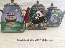 Trade Plus Aid 3pc set Enamel Teapot C. Maddicott Charlotte di Vita Collection