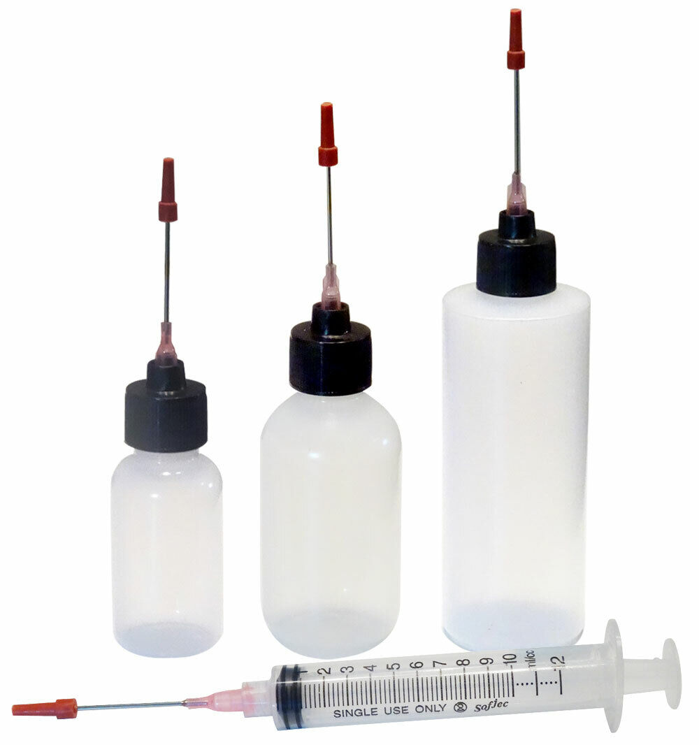 Plastic Squeeze Bottles 1oz,2oz,4oz,10ML Syringe 1.5" Applicators For Gun Oil