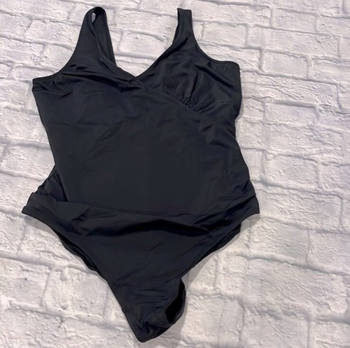 Laura Torelli beach black one piece swimsuit Sz 48/50 - Picture 4 of 7
