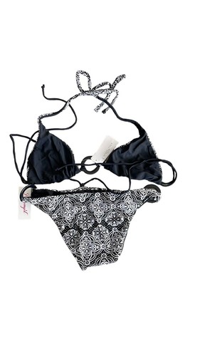 Costume da bagno DreamGirl 2 pezzi nero bikini reversibile nuovo con etichetta - Foto 2 di 5