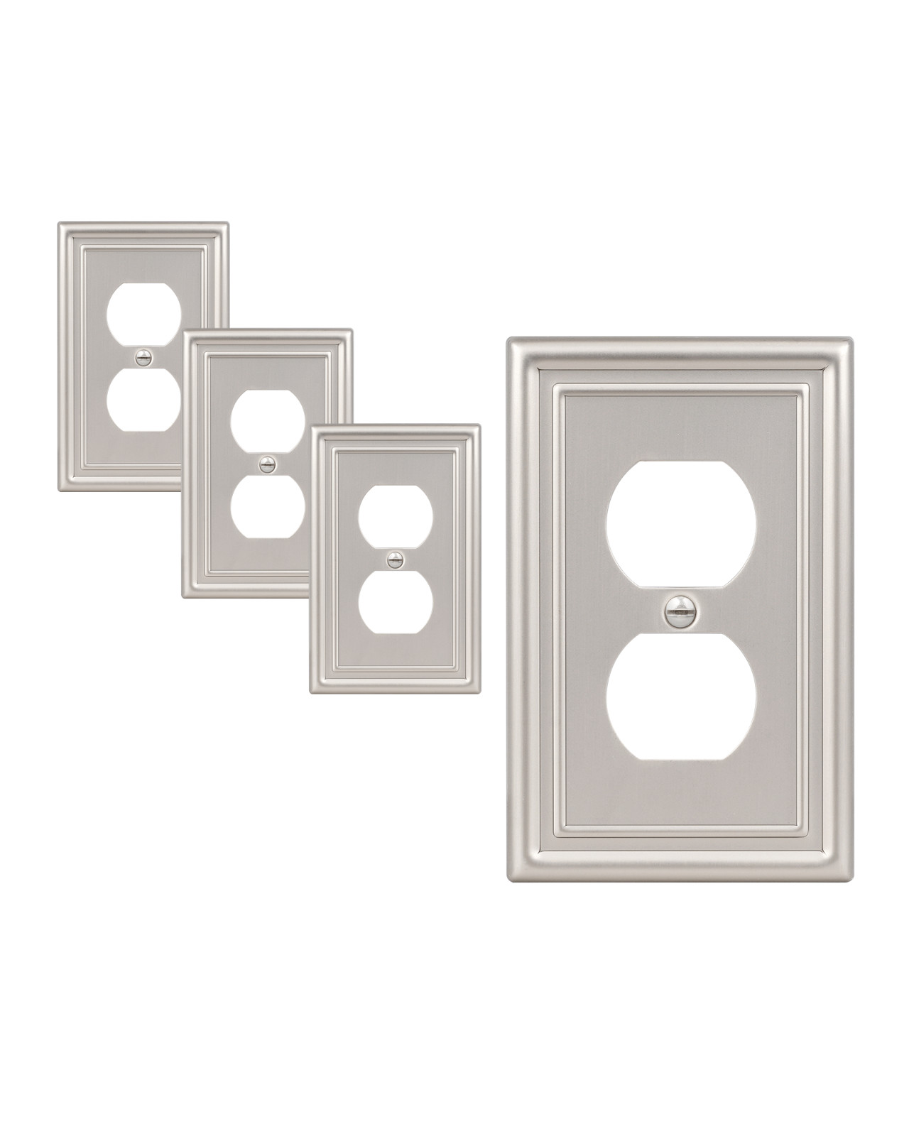 S For Electrical Outlets, 4.88"&times;3.13" Brushed Nickel