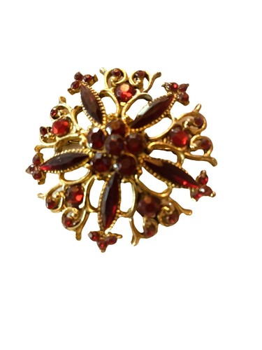 VTG brooch pins - lot of 2 Gold Colored With Red And Green Stones - Picture 2 of 6