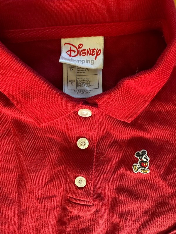 Disney Shopping Mickey Mouse Vacation Long Sleeve Red Polo Shirt Small Sz 5