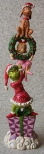 Figurine Seasonal Christmas Grinch, Cindy Lou, and Max Stacked NEW with gift box