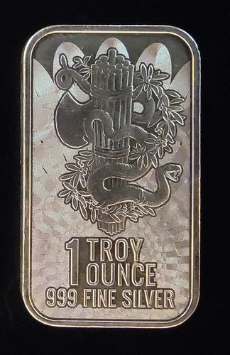 E Pluribus Unum Mint Snake Mercury Design Bullion-999 Silver 1 Oz Ounce Art Bar