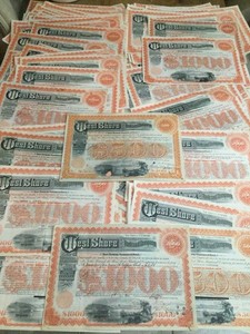 Massive 300+ Old 1900’s West Shore Railroad Company Bonds Scripophily Collection
