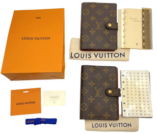 Auth Louis Vuitton Monogram Agenda PM Cubierta de cuaderno R20005 2pcs W/D i050462