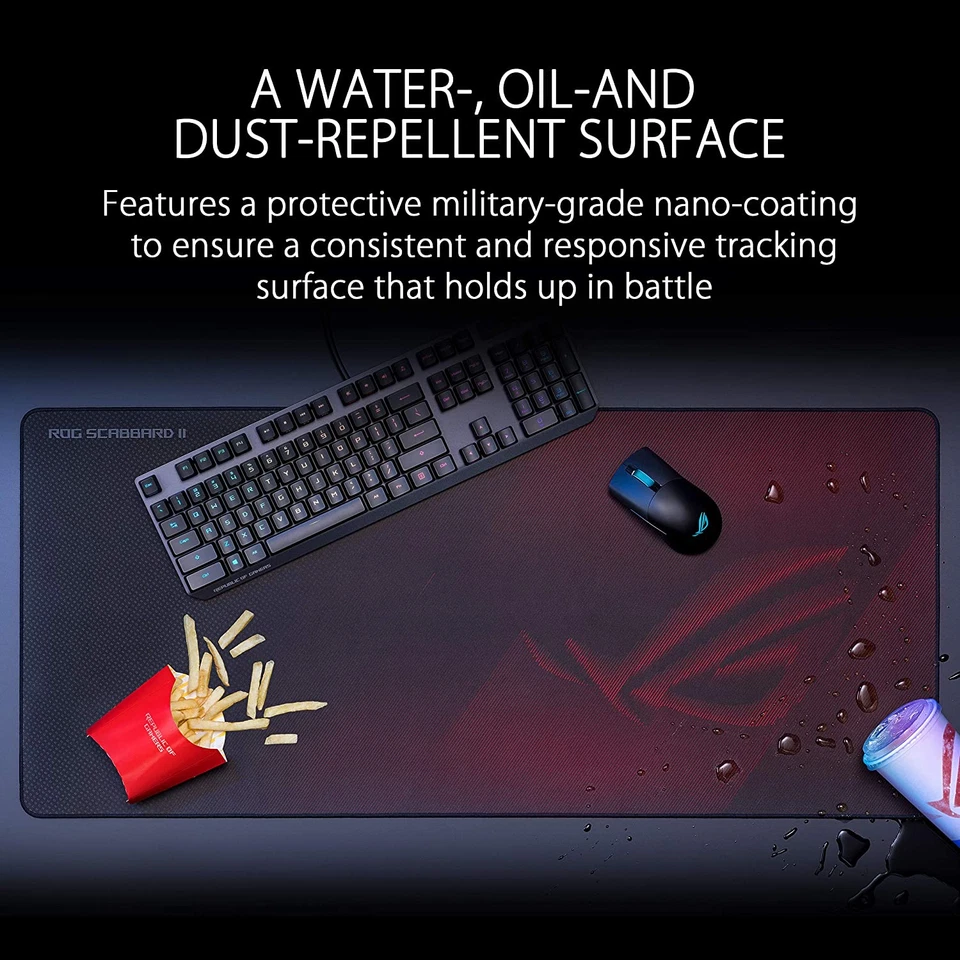 ROG Scabbard II Gaming Mousepad ROG, Impermeabile, Resistente Ai Liquidi, Ad Urt - Immagine 3 di 4
