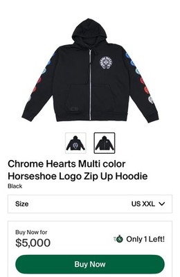 Chrome Hearts Zip Up hoodie ( SIZE XXL )