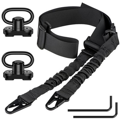 Adjustable Rifle Sling 2-Point Nylon AR Strap w/ Metal Swivels, 62.2'' Max Length