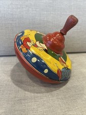 Vintage Spinning Top Tin With Wood Handle