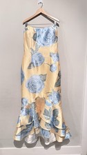 Rene Ruiz strapless floral maxi dress tiered ruffle mermaid Gown Women 12 Summer