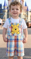 Disney Baby Winnie The Pooh 12m Honey Pot Plaid Overall Shorts Size 12 Months