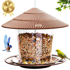 Hanging Bird Feeder Squirrel Proof for Outdoor Wild Bird Seed, Brown