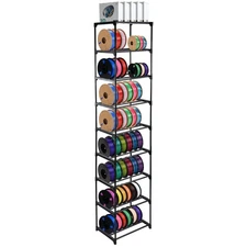 9-Tier Metal 3D Printer Filament Storage Rack, 16.5" x 12" x 80.7" Black 