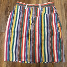 Vtg 90s Style Gitano Skirt Multicolored Striped 5-pocket Back Slit Sz 9/10