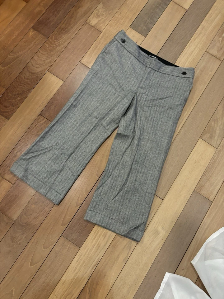 Club Monaco Women's Trousers Wool Wide Straight Leg Grey Size 8 - Image 2 of 4