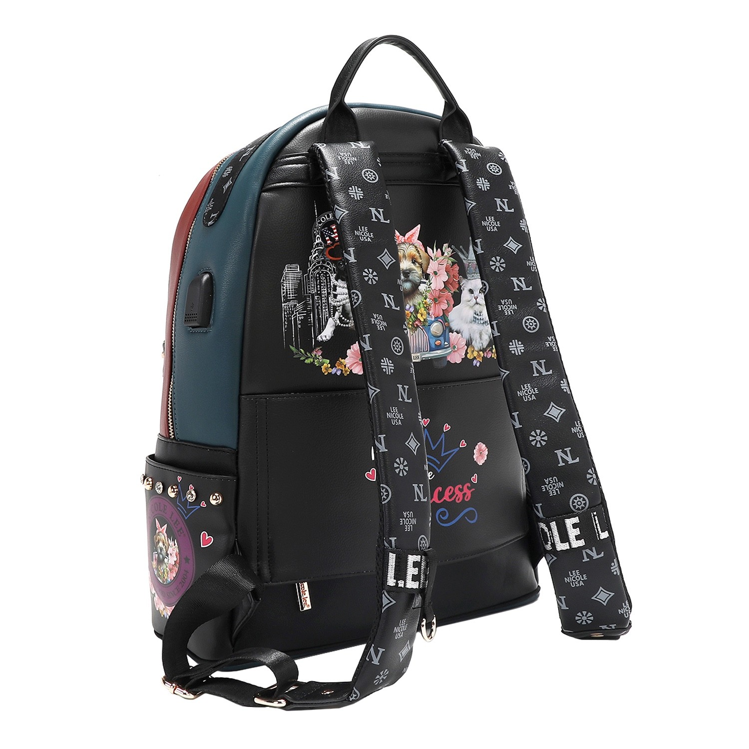 USB12769L LARGE USB FASHION BACKPACK WITH CHARGING PORT AND POUCH