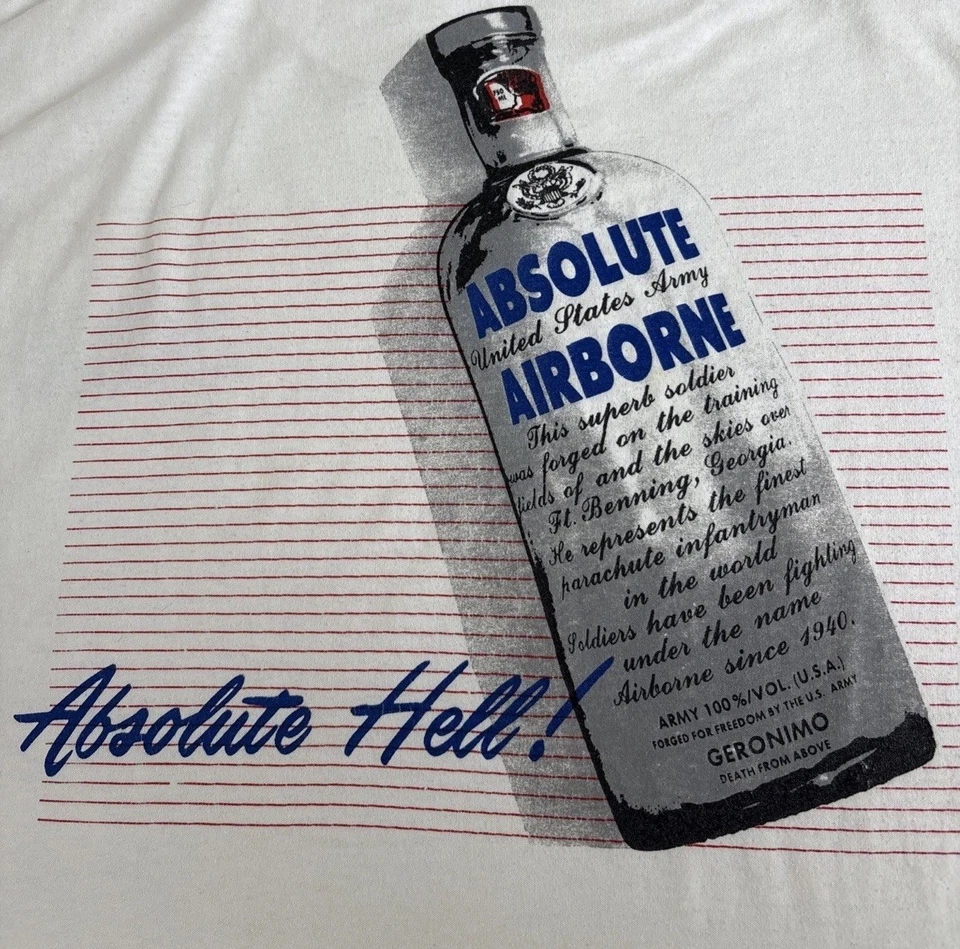 Vintage 90s Absolute Airborne T Shirt Mens XL White US Army USA Made Rare - Image 4 of 4