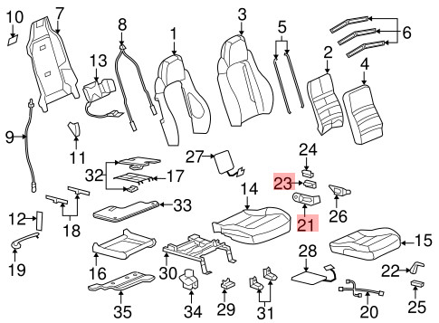 05-13 CHEVROLET CORVETTE FRONT RIGHT SEAT CUSHION PANEL SWITCH ASSEMBLY OEM