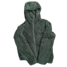 Eddie Bauer Kids Size L 14-16 Sherpa Zip Hoodie Green Fleece Jacket Fuzzy