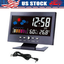 LED Digital Alarm Clock Snooze Calendar Thermometer Hygrometer Weather Display
