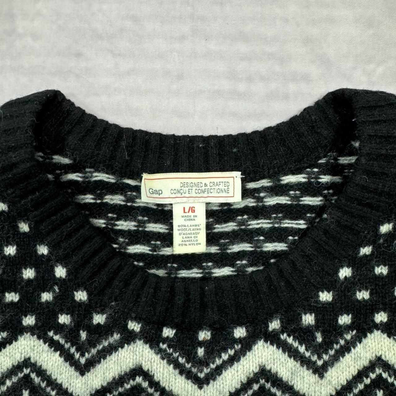 Gap Knitted Jumper abstract patterned grandad kni… - image 4