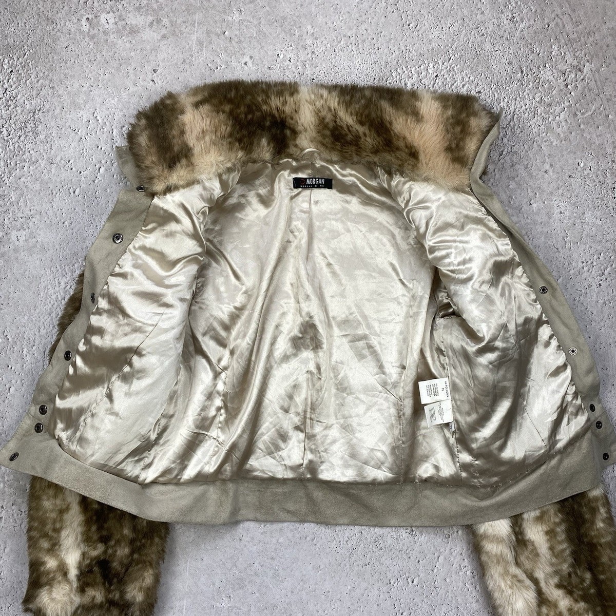 ジャケット・アウター MORGAN 00s n3b fur jacket y2k n2b Morgan De Toi Vintage Womens 00s Faux Fur Cropped Bomber