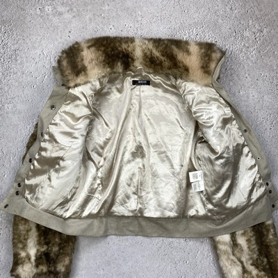 ジャケット・アウター MORGAN 00s n3b fur jacket y2k n2b Morgan De Toi Vintage Womens 00s Faux Fur Cropped Bomber