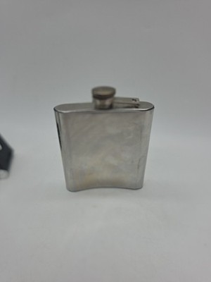 Silver Hip Flask Easy Fill Wide Mouth 7 oz Stainless Steel  Sleek Hidden 